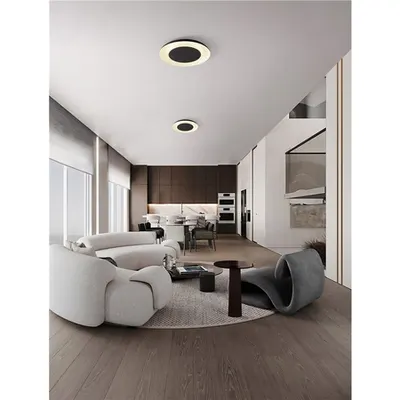 Plafoniera EPOS Triac Dimabil Nisipiu Negru & Alb Metal & Polycarbonate LED 38 Wat 220-240Volt 2200Lm IP20 2700 + 4000K