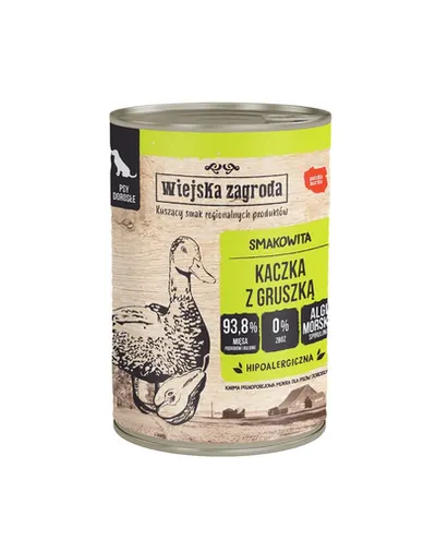 WIEJSKA ZAGRODA Rață cu pară, hrană umedă pentru câini 6x400 g