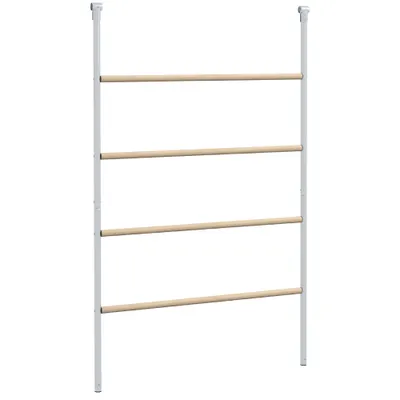 PawHut Suport pentru Găini pe 4 Niveluri, Posatoiu din Lemn și Oțel Galvanizat, Scară pentru Coteț, 4-6 Găini, 140x86x2,5 cm, Lemn Natural | Aosom Romania