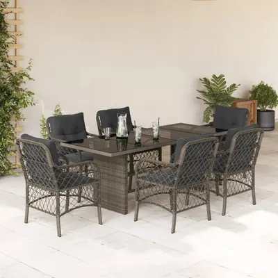 Gossi set mobilier de gradina cu perne, 7 piese, gri, poliratan