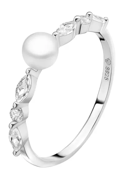 Inel argint cu perla naturala si zirconia marquise - Céleste