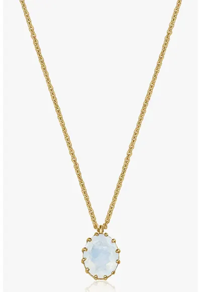 Colier de argint placat cu 2 microni de aur de 14K si decorat cu piatra lunii - Auriu