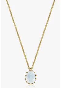 Colier de argint placat cu 2 microni de aur de 14K si decorat cu piatra lunii - Auriu
