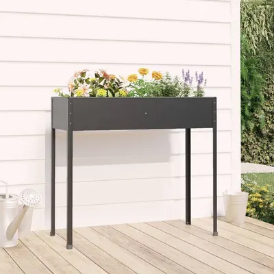 vidaXL Jardinieră de grădină antracit 100,5x40,5x90 cm oțel galvanizat