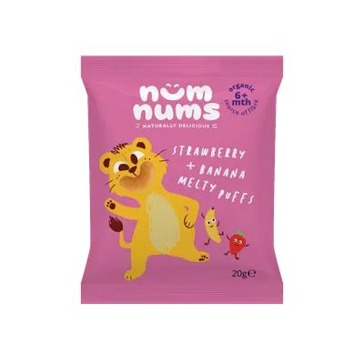 Pufuleti cu capsuni si banana Bio, 20g, Num Nums