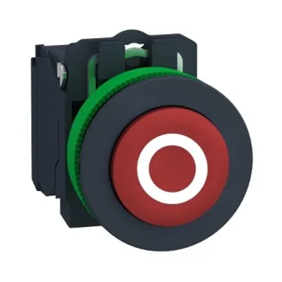 Harmony XB5, Buton antimicrobian, plastic, projecting, rosu, Ø30, cu revenire, marcat O, 1 NC