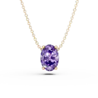Lant cu pandantiv minimalist din aur galben cu zirconia mov solitaire