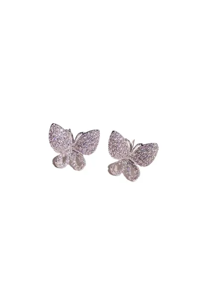 Cercei argintii - forma de fluture - cu pietre din zirconiu - Andreia C14
