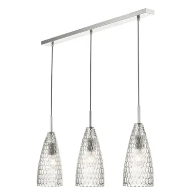 Lampa suspendata Zuka 3 Light Bar Pendant Polished Chrome & Textured Glass