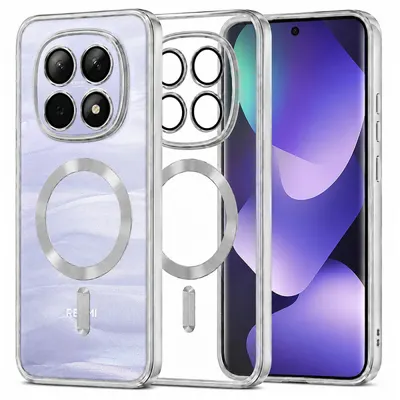 Husa MagSafe pentru Xiaomi Poco M8 / Redmi Note 15 5G / Note 15 4G, Techsuit, Luxury Crystal, Argintie
