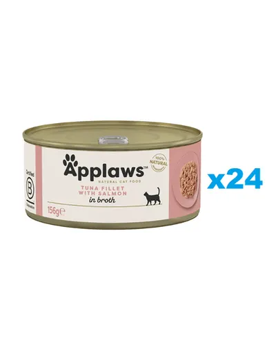 APPLAWS Cat Adult Tuna with Salmon in Broth Set conserve pisica, cu ton si somon in sos 24x156 g