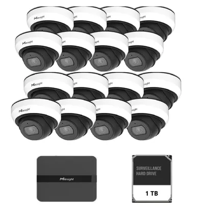 Kit supraveghere video Milesight 16 camere Dome MS-C2973-PD + 1 NVR MS- N5016-PE