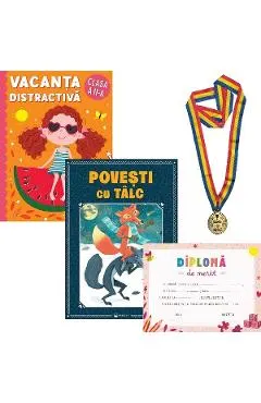 Pachet: Vacanta distractiva. Povesti cu talc + Diploma + Medalie - Clasa 2
