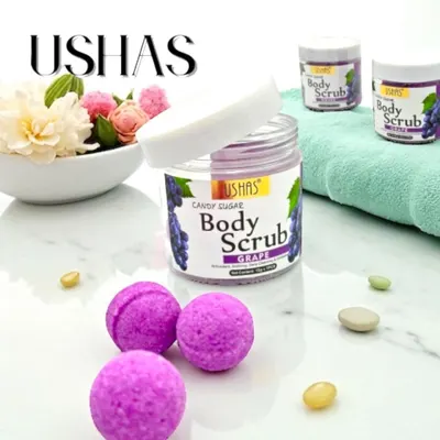Ushas Body Scrub Candy Sugar cu Piersică – Exfoliere Delicată și Hidratare Intensă, 12g x 7 bucăți (HA308) Engros