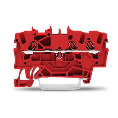 3-conductor through terminal block; 1.5 mm²; suitable for Ex e II applications; side and center marking; for DIN-rail 35 x 15 and 35 x 7.5; Push-in CAGE CLAMP®; 1,50 mm²; red