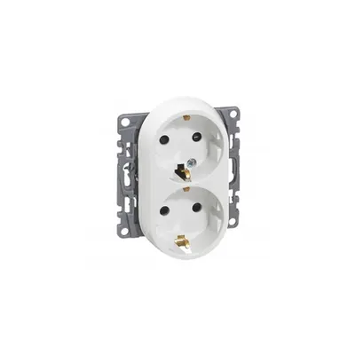 2x2P+E Priza schuko outlet Niloé -cu shut. -compact - screw terminals -alb