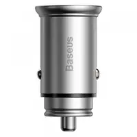 Incarcator Auto Baseus Circular Metal, 30W, 5A, 1 x USB-A - 1 x USB-C, Gri CCALL-BS0S