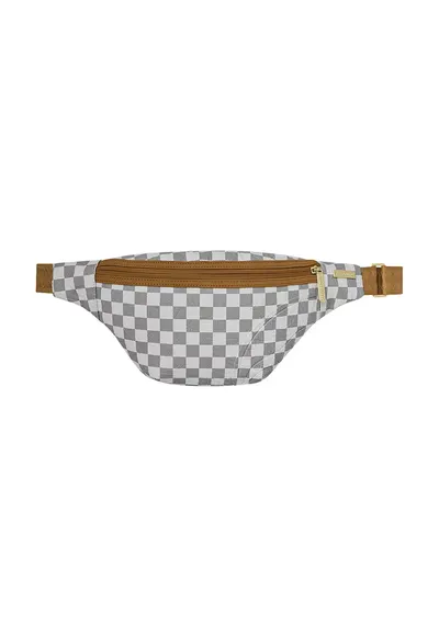 Borseta de piele ecologica cu model - Alb/Gri cenusiu/Caramel