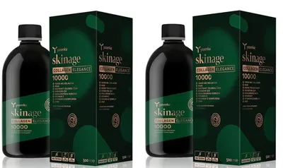 Colagen Hidrolizat Lichid, Marin 10000mg, fără zahăr, gust plăcut de cireșe negre, 500ml cu Acid Hialuronic și Coenzima Q10, Pachet 2 Bucăți