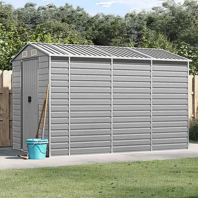 vidaXL Șopron de grădină gri deschis 191x300x198 cm, oțel galvanizat