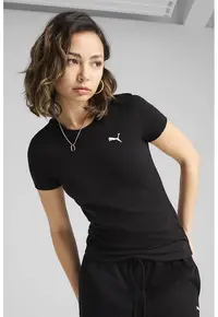 Tricou cu decolteu la baza gatului si monograma - Negru
