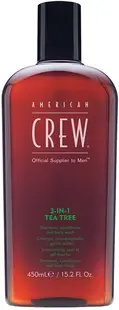 American Crew Șampon, balsam și gel de duș 3 în 1, cu arbore de ceai, 450 ml