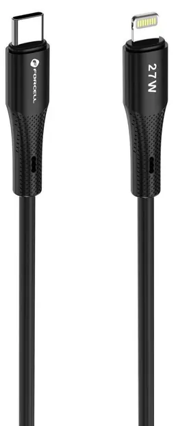Cablu Forcell – F-Energy C346, USB-C/Lightning, 27W, 1 m, negru