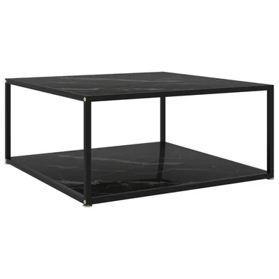 vidaXL Măsuță de cafea, negru, 80x80x35 cm, sticlă securizată