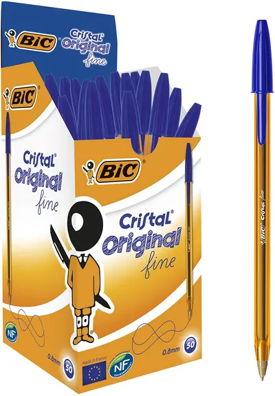 Set de pixuri BIC Cristal - 0.8 mm, albastru, 50 buc