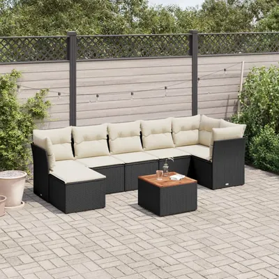 Gossi set mobilier de gradina cu perne, 8 piese, negru, poliratan