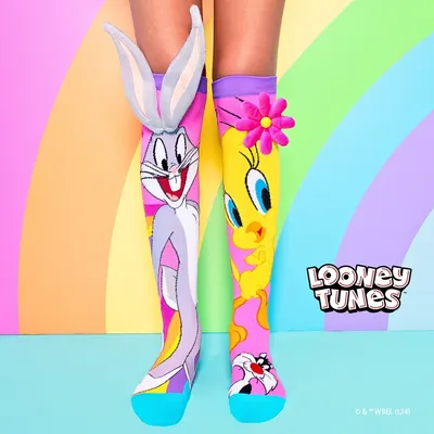 Șosete lungi colorate Madmia pentru fete Tweety&Bugs Bunny 3-5 ani