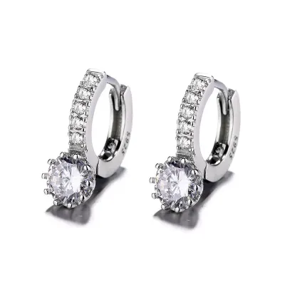 Cercei rotunzi argint 925, JW795, model elegant, placati cu rodiu