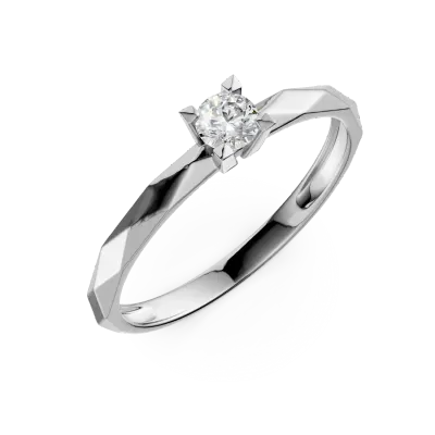 Inel de logodna din aur alb cu zirconia solitaire