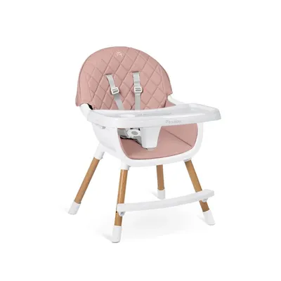 Scaun de masa multifunctional 3in1 pentru copii cu masuta reglabila si detasabila,husa din PU usor de curatat,suport picioare,transformabil in scaunel clasic Nukido Lilo Pink