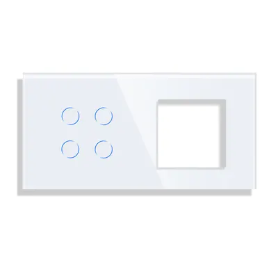 Panou Intrerupator Cvadruplu cu Touch si Priza Simpla Din Sticla LUXION