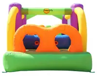 Saltea gonflabila Obstacle Course cu spatiu de catarat, doua tobogane, loc pentru sarit si doua tunele