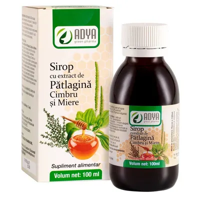 Sirop cu extract de patlagina, cimbru si miere, Adya Green Pharma | 100 ml