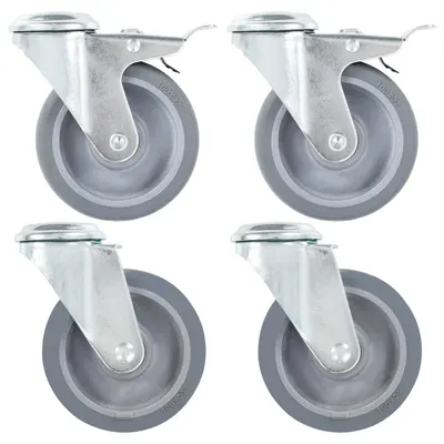 Gossi roti pivotante cu gaura pentru surub, 4 buc., 100 mm