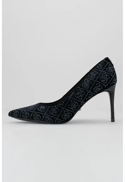 Pantofi stiletto cu aspect de catifea Rican - Negru