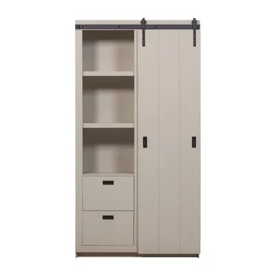 Dulap grej din lemn de pin cu ușă glisantă 122x230x37 cm Slide – vtwonen