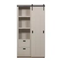 Dulap grej din lemn de pin cu ușă glisantă 122x230x37 cm Slide – vtwonen