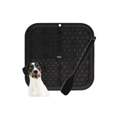 Covoras anti-stress pentru caini/pisici, material antiderapant, 20x20x0,6 cm, silicon, negru