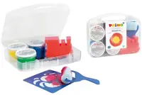 Vopsele de desenat cu degetele Primo - 4 culori x 100 grame, cu accesorii