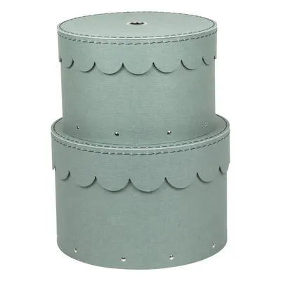 Cutii de depozitare albastru-verde 2 buc. din carton cu capac ø 26x17,5 cm Wilma Canvas Paper Laminate – Bigso