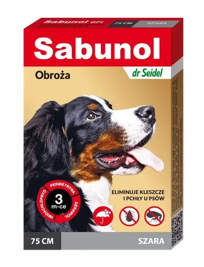 Sabunol Dog GPI, Zgarda Antiparazitara Caini 25-50 kg, Culoare Gri (75cm)