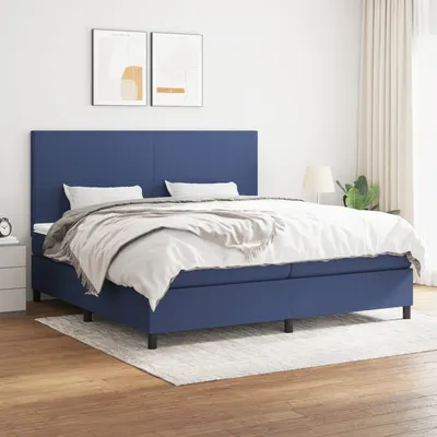 Gossi pat box spring cu saltea, albastru, 200x200 cm, textil