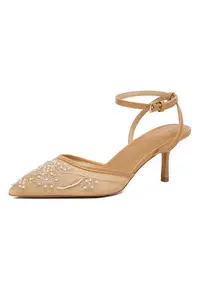 Pantofi dama - sintetic - toc mic - bej
