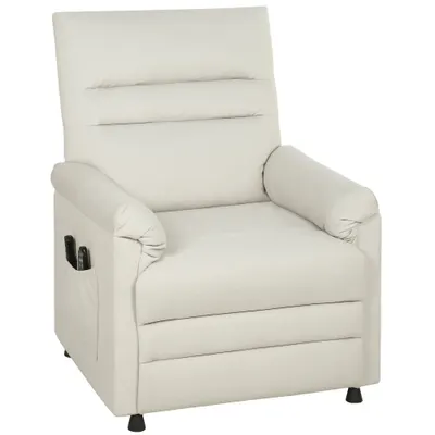 HOMCOM Fotoliu relax electric masaj și încălzire, fotoliu inclinabil, suport pentru picioare, motor silențios, 82x99x106cm, crem | Aosom Romania