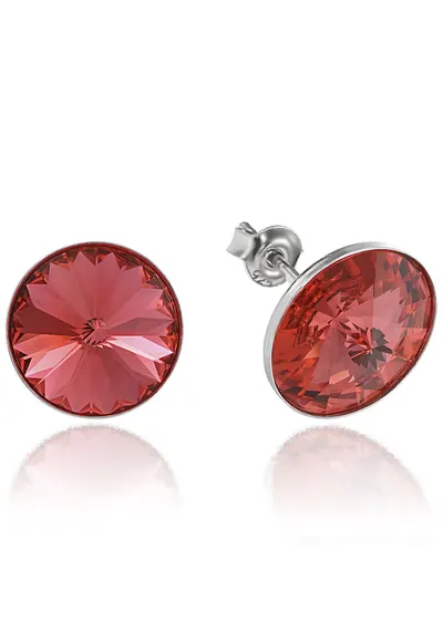 Cercei Argint 925 placat cu rodiu cu cristale Swarovski® Rivoli 12mm - Portocaliu