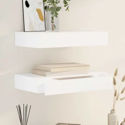 vidaXL Rafturi de perete suspendate cu sertare, 2 buc., alb, 48 cm